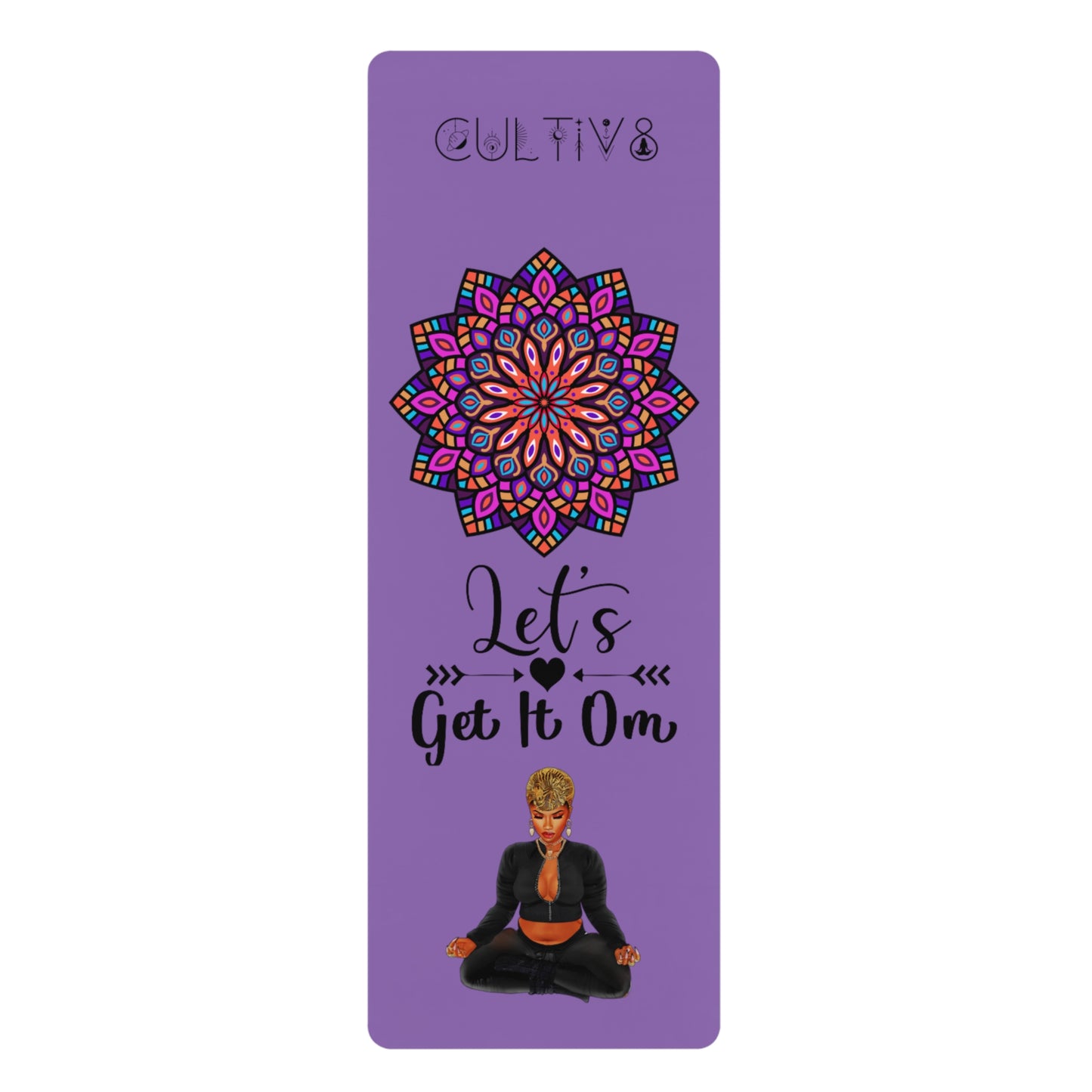 Copy of Copy B_of Personalize Yoga Mat: "Let's Get it Om!" Celestial Colorful Mandala Yoga Mat (A)