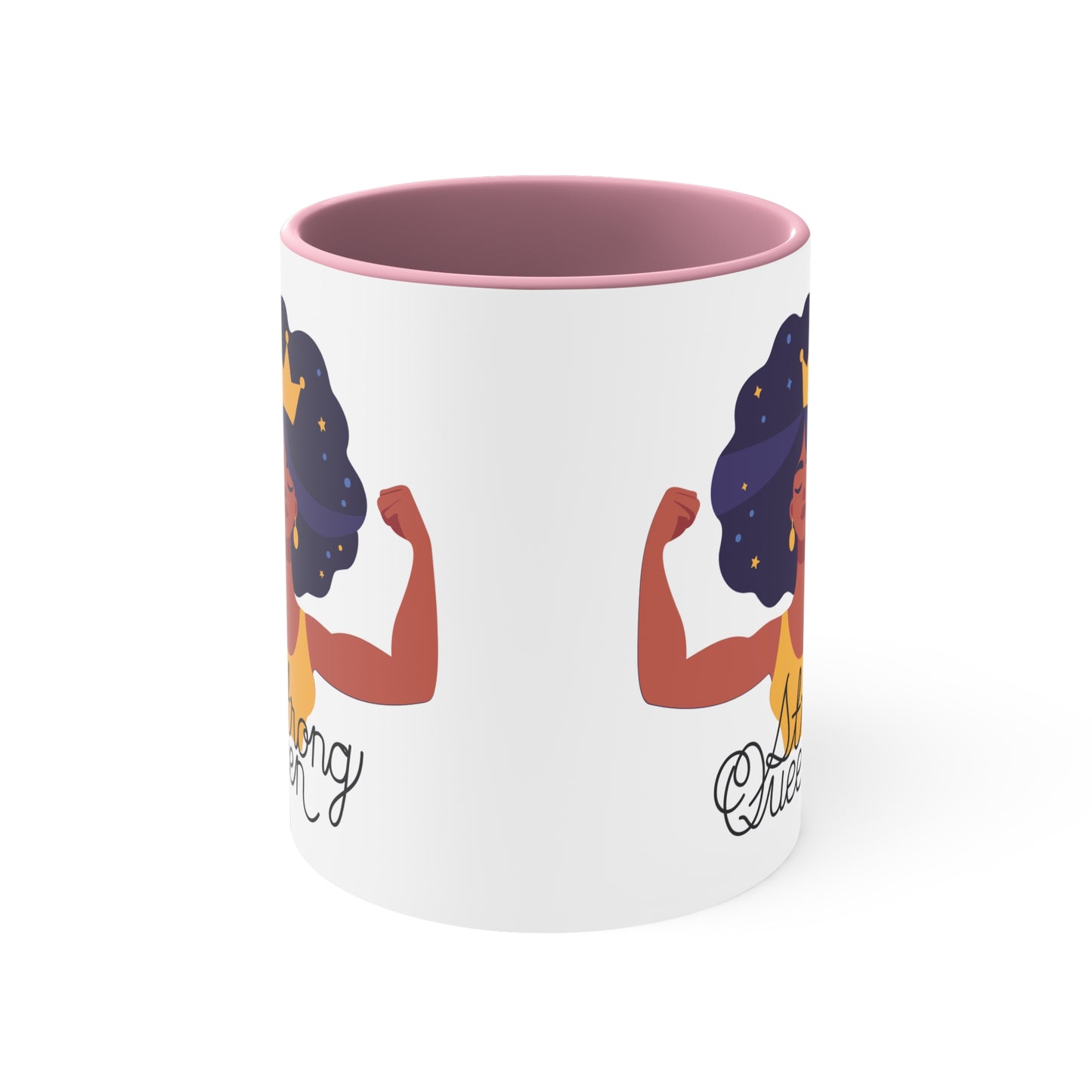 "Royal Brews: Strong Queen Afro Crown Mug - Sip in Style and Power!" (Accent Coffee Mug, 11oz)