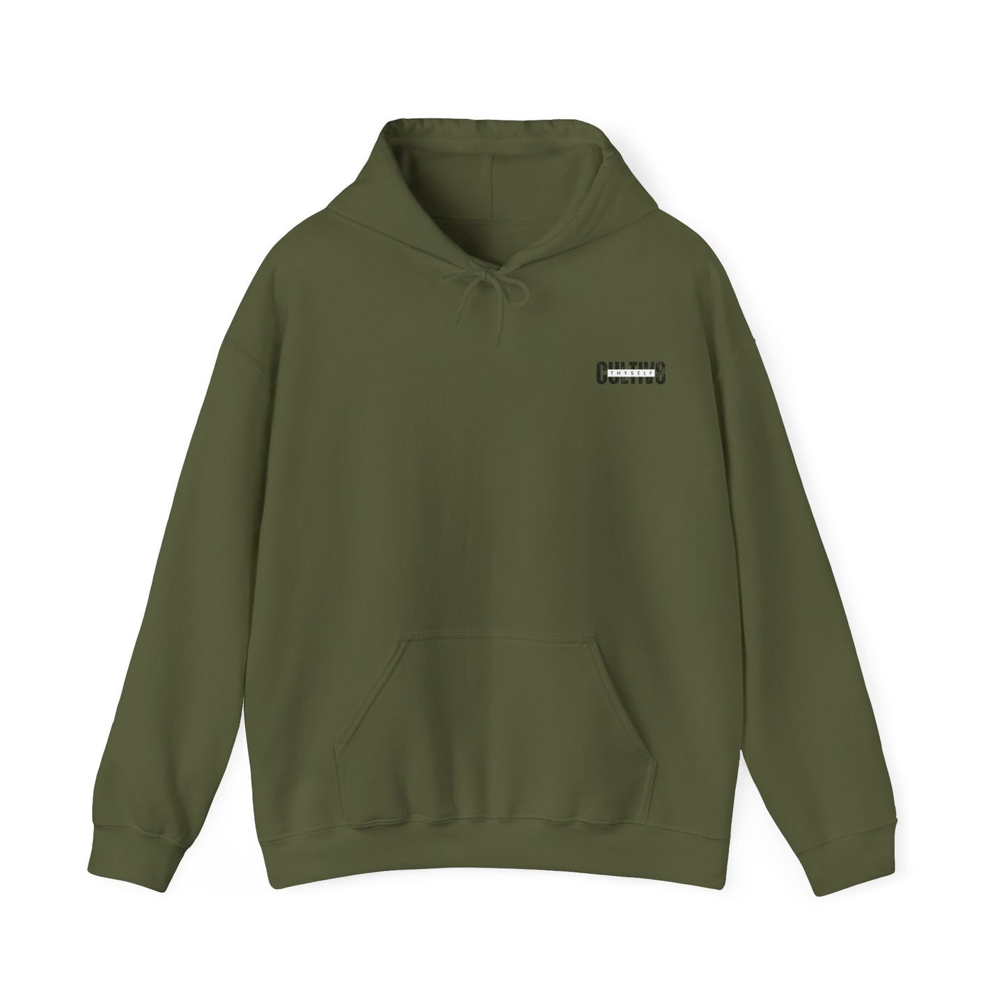 "Bold Statement, Cozy Comfort: Cultiv8 Thyself Unisex Hoodie for Empowered Living" in Graphic Black & White