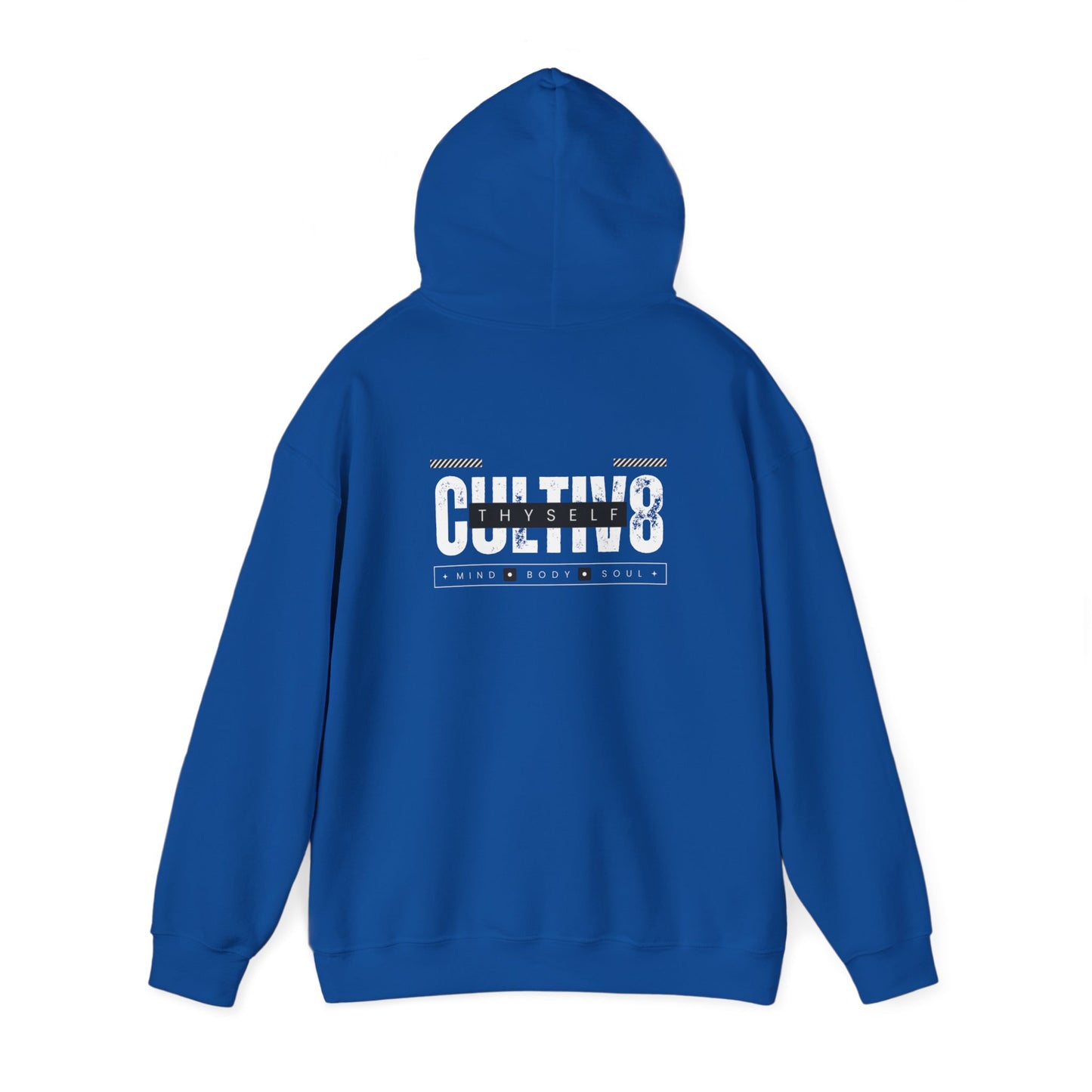 "Bold Statement, Cozy Comfort: Cultiv8 Thyself Unisex Hoodie for Empowered Living" in Graphic Black & White