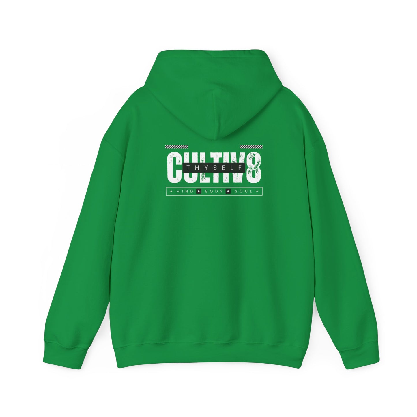 "Bold Statement, Cozy Comfort: Cultiv8 Thyself Unisex Hoodie for Empowered Living" in Graphic Black & White