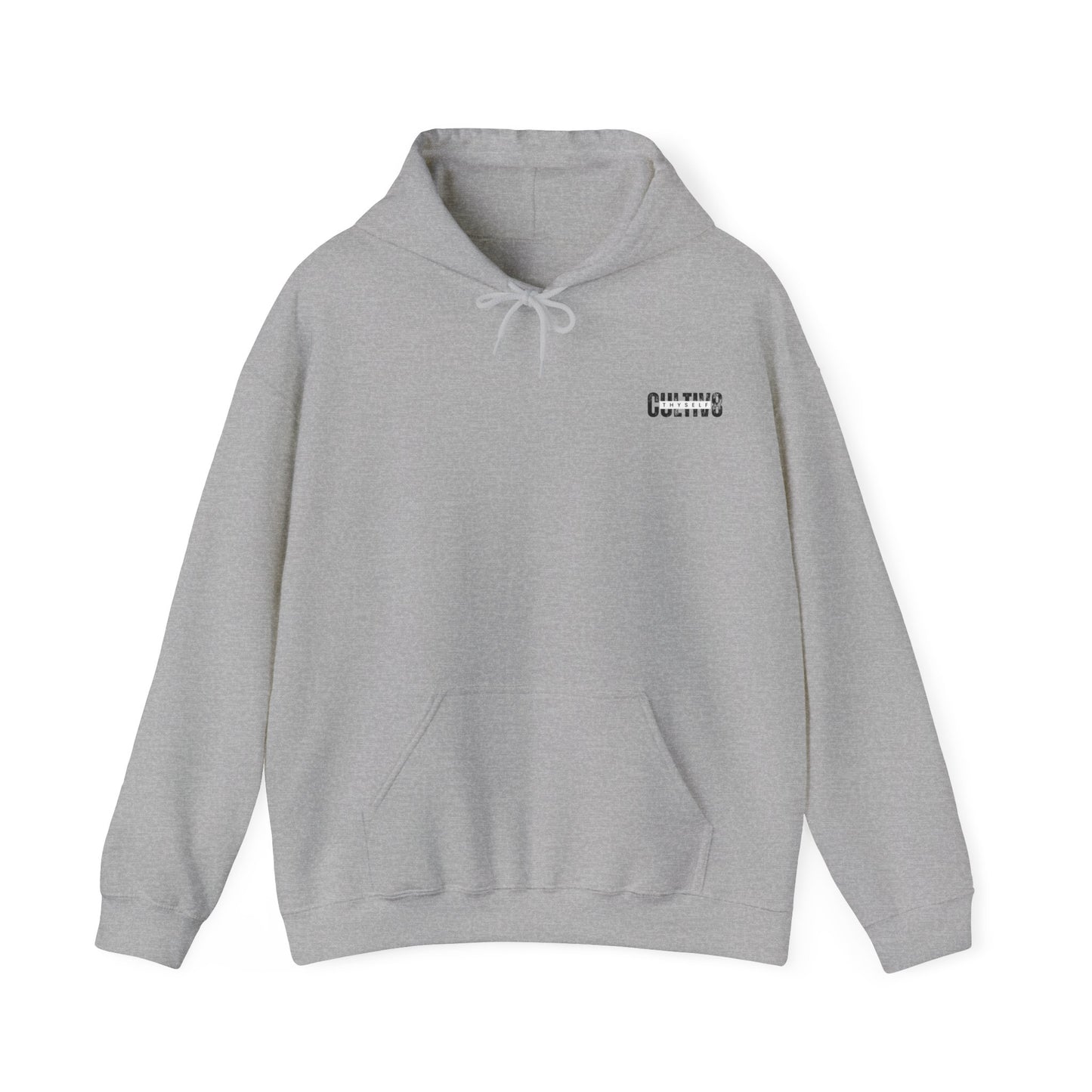 "Bold Statement, Cozy Comfort: Cultiv8 Thyself Unisex Hoodie for Empowered Living" in Graphic Black & White