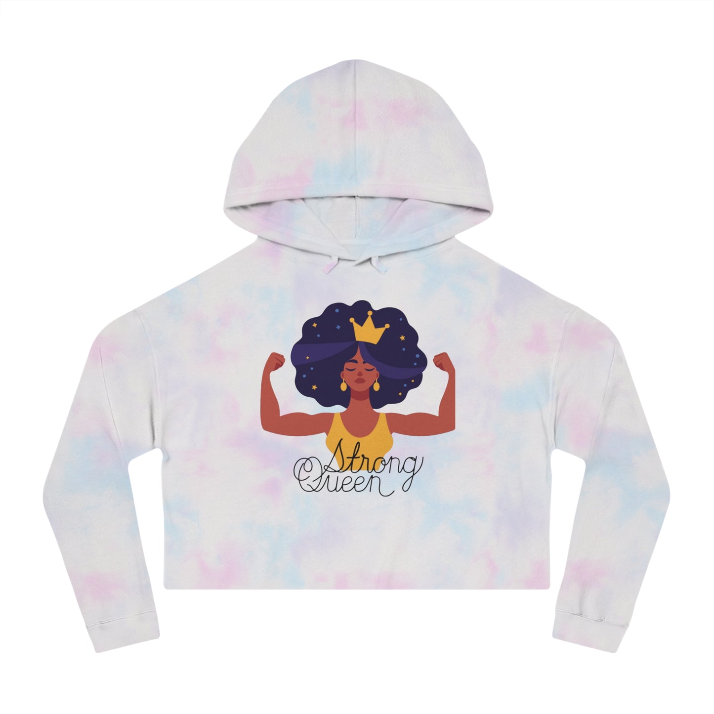 "Royal Resilience: Strong Queen Afro Crown Cropped Hoodie – Embrace Your Sexy, Tenacious, Resilient, Optimistic, Nurturing, Goddess Power!"