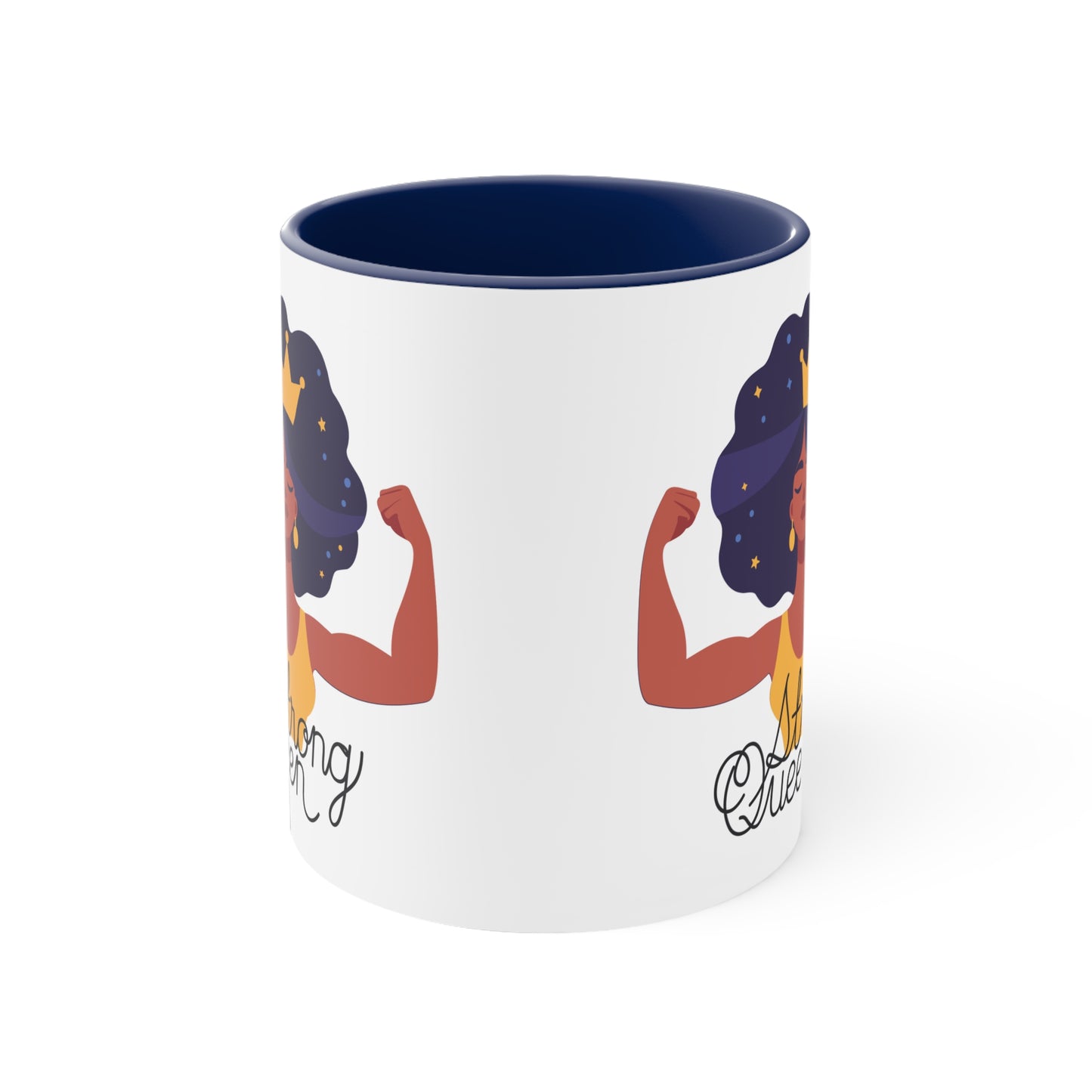 "Royal Brews: Strong Queen Afro Crown Mug - Sip in Style and Power!" (Accent Coffee Mug, 11oz)