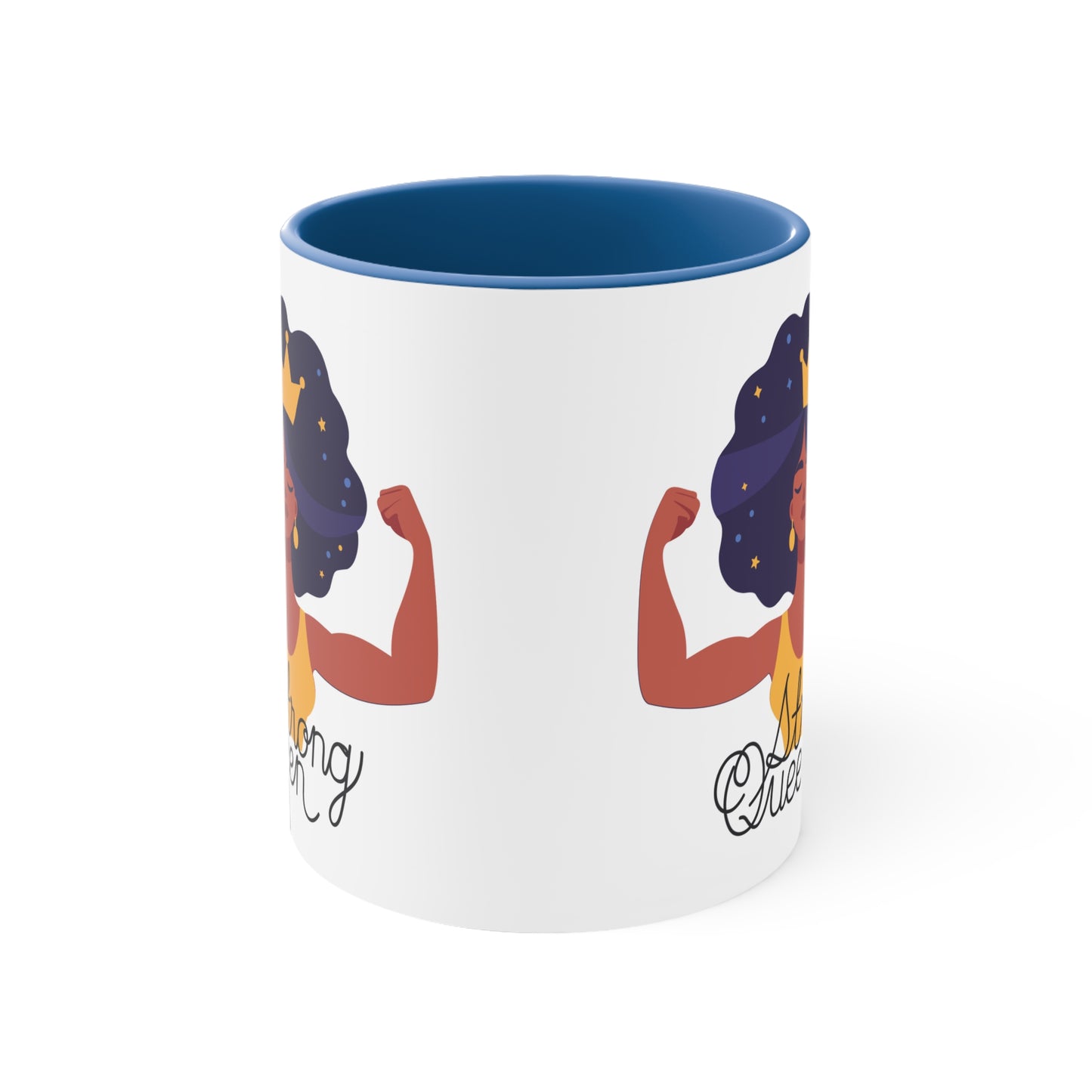 "Royal Brews: Strong Queen Afro Crown Mug - Sip in Style and Power!" (Accent Coffee Mug, 11oz)