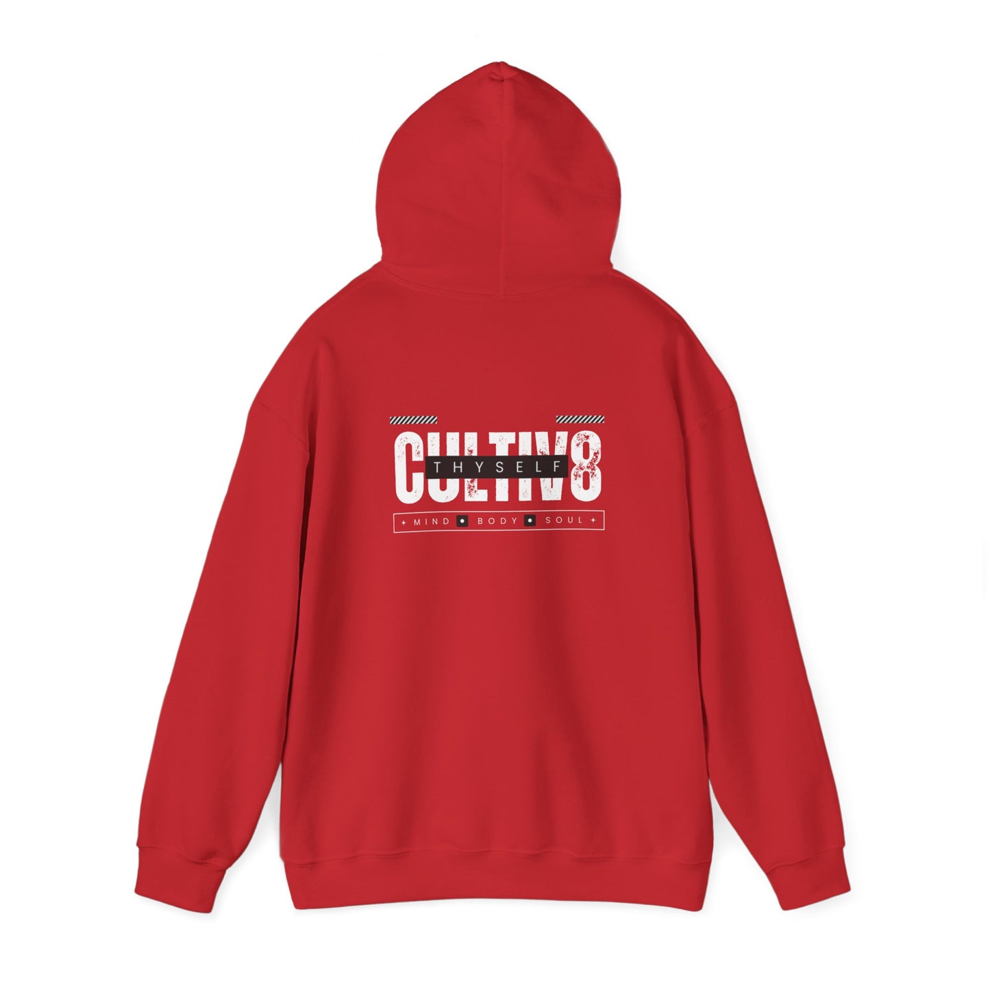 "Bold Statement, Cozy Comfort: Cultiv8 Thyself Unisex Hoodie for Empowered Living" in Graphic Black & White
