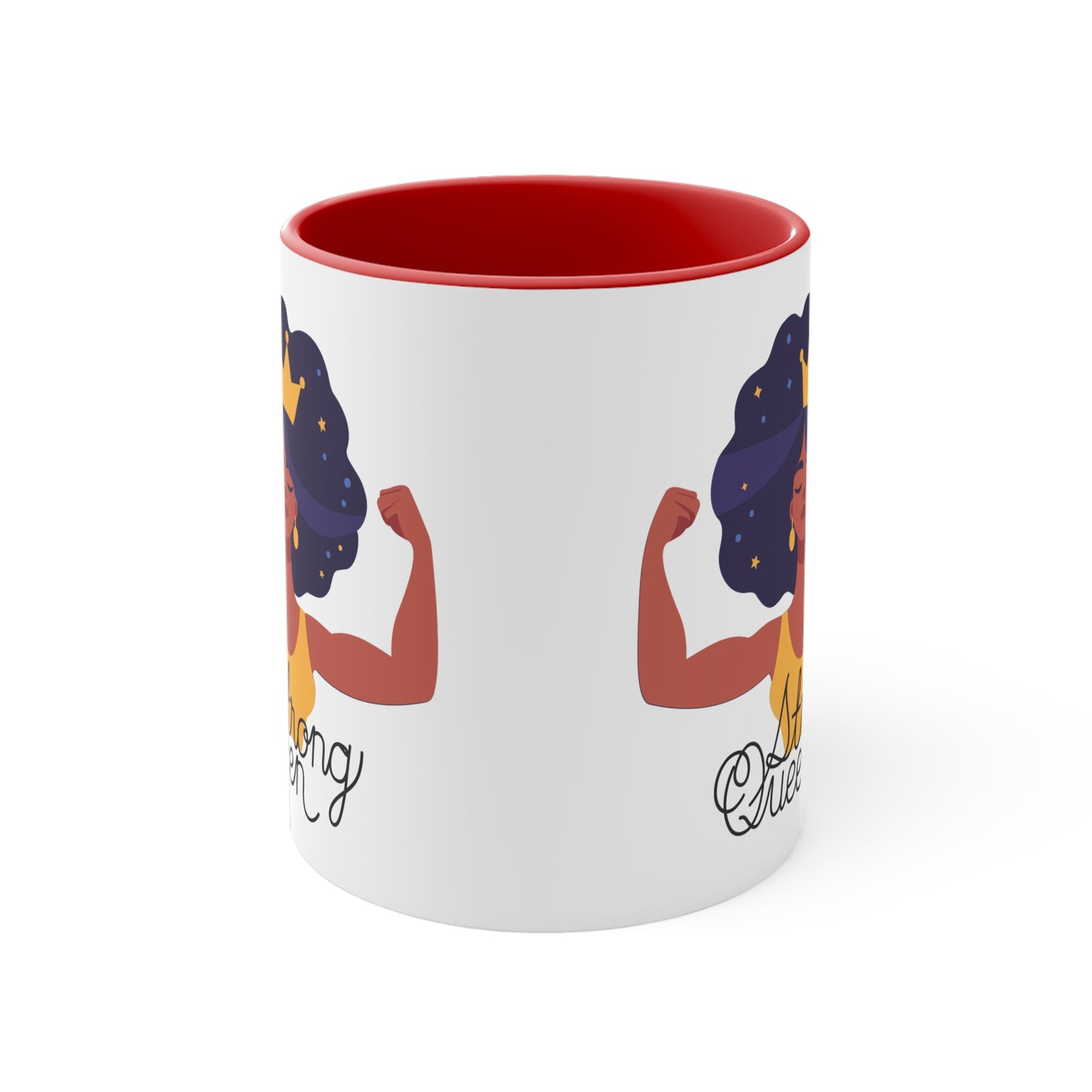 "Royal Brews: Strong Queen Afro Crown Mug - Sip in Style and Power!" (Accent Coffee Mug, 11oz)