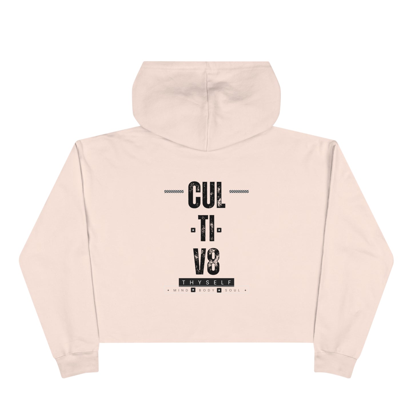 Empowerment Unleashed: Cultiv8 Thyself Cropped Hoodie in Bold Black & White