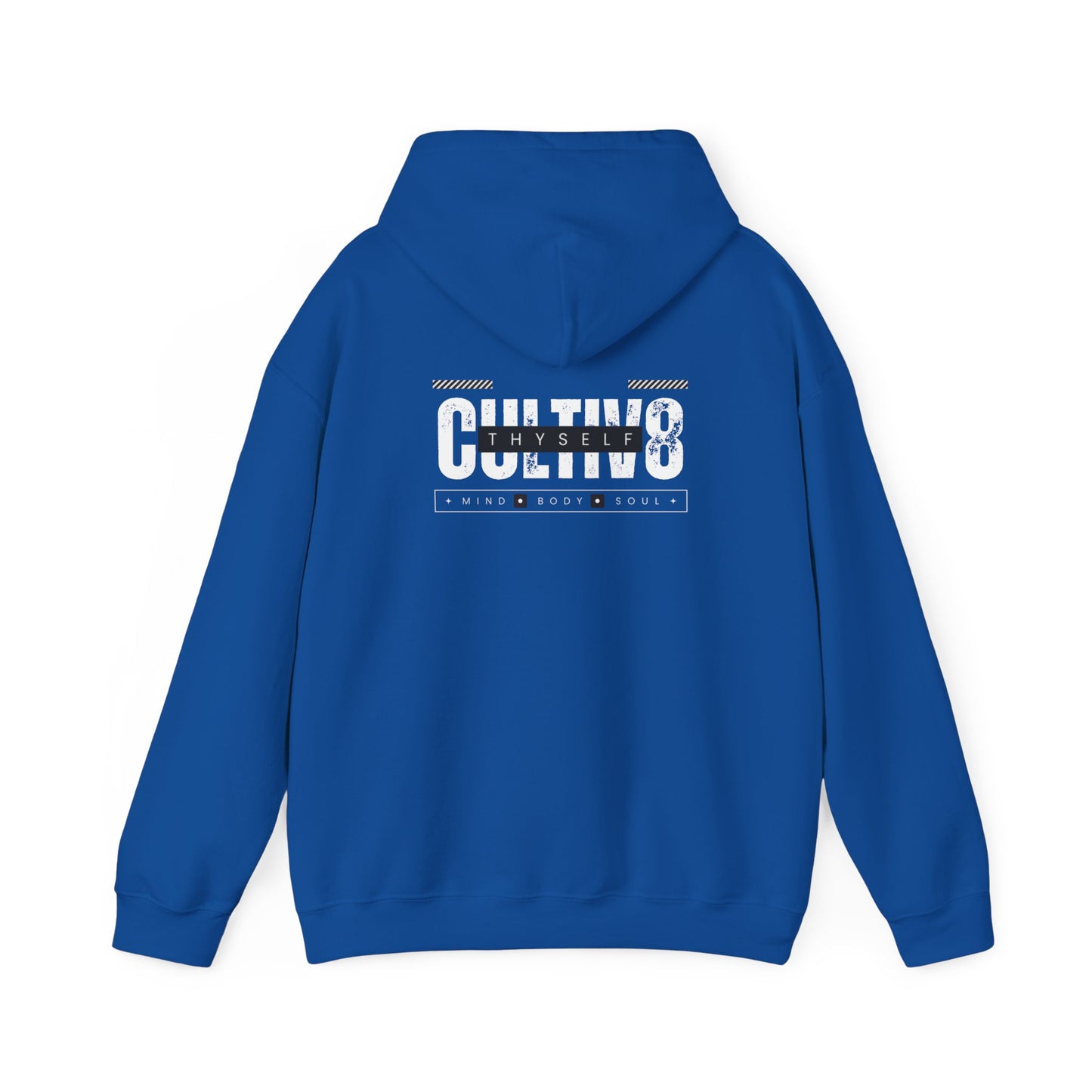 "Bold Statement, Cozy Comfort: Cultiv8 Thyself Unisex Hoodie for Empowered Living" in Graphic Black & White