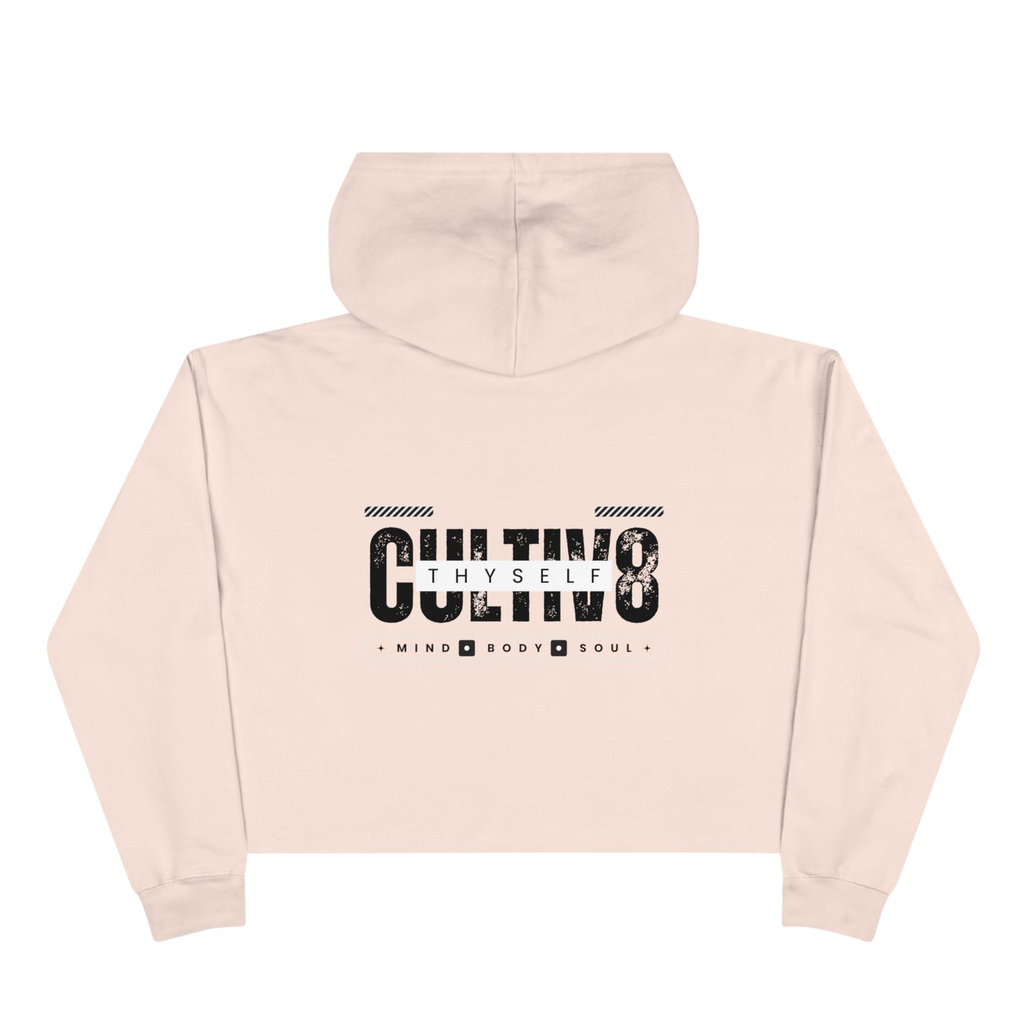 "Bold Statement, Cozy Comfort: Cultiv8 Thyself CROPPED Hoodie for Empowered Living"  in Graphic Black & White