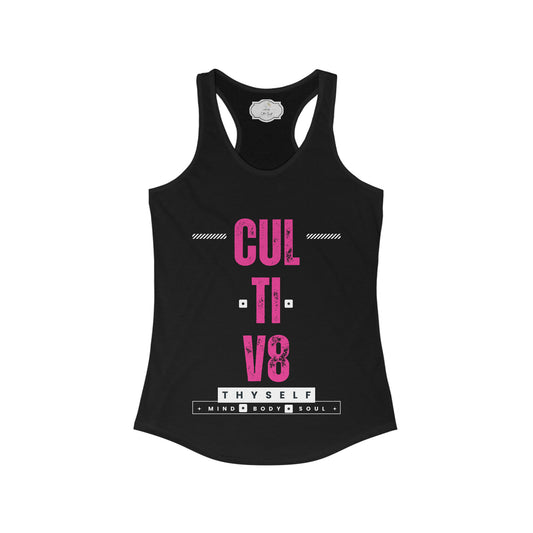 Bold Empowerment: Pink Blossom Cultiv8 Thyself Racerback Tank